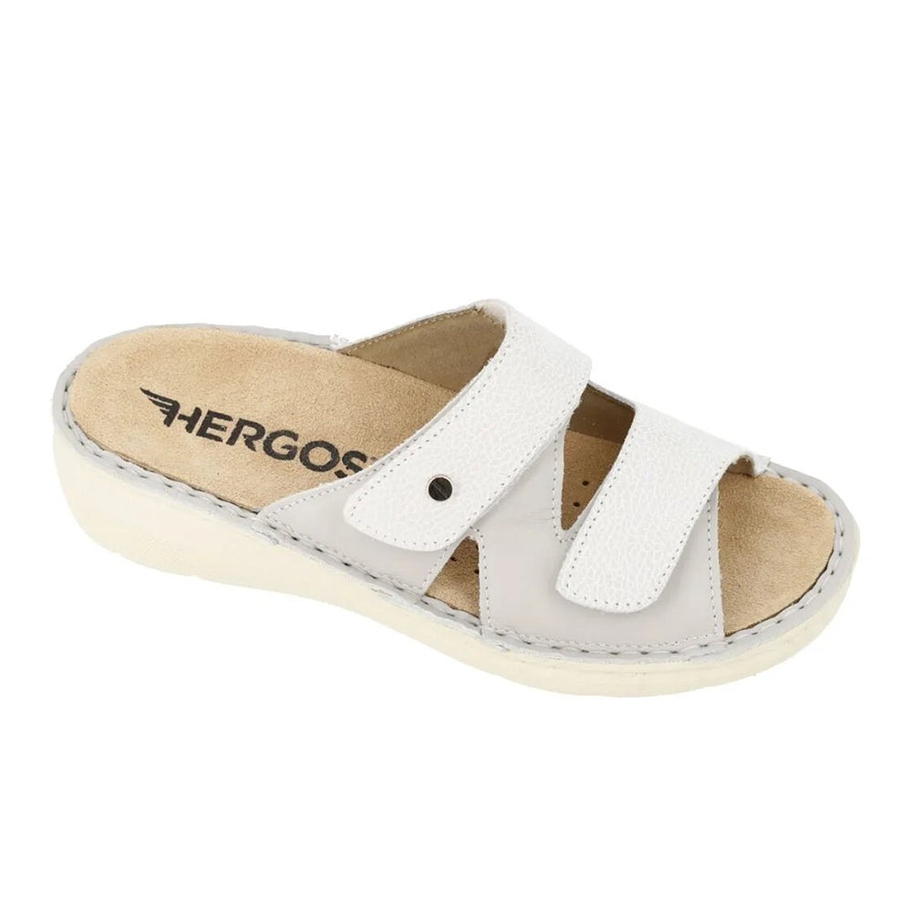 Sabatini H3402 Women's Orthopedic Comfort Slide Sandal With Dual Adjustable Velcro Straps, and Contoured Orthotic Arch Support (Cool White)