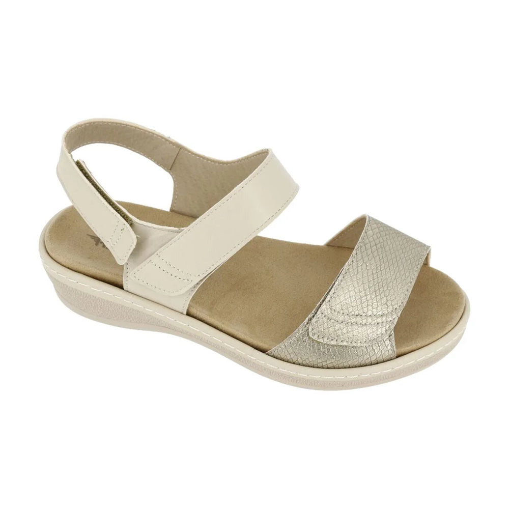 Sabatini H4604 Women's Orthopedic Comfort Wedge Sandal With Triple Adjustable Strap System and Contoured Orthotic Arch Support (Platino)