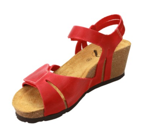 Sabatini S4358 Wedge Sandals With Soft Leather Upper, Adjustable Ankle & Toe Straps, And Memory System Cushioned Footbed For Lasting Comfort. Stylish 5.5 Cm Lightweight Wedge With Non-Slip Outsole, Medium Width Fit, And Italian Craftsmanship (Red)