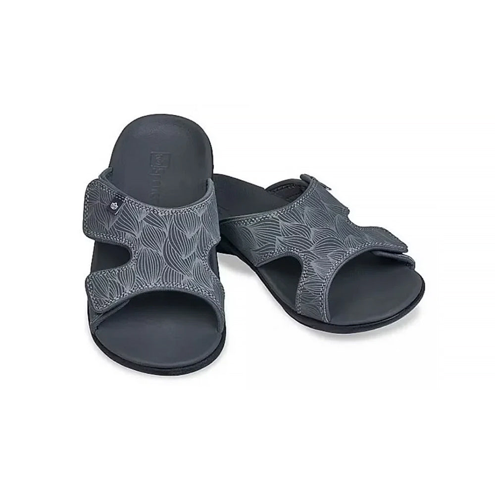 Spenco Kholo Wave Women Slide with Orthotic Arch Support and Adjustable Velcro Strap (Grey)