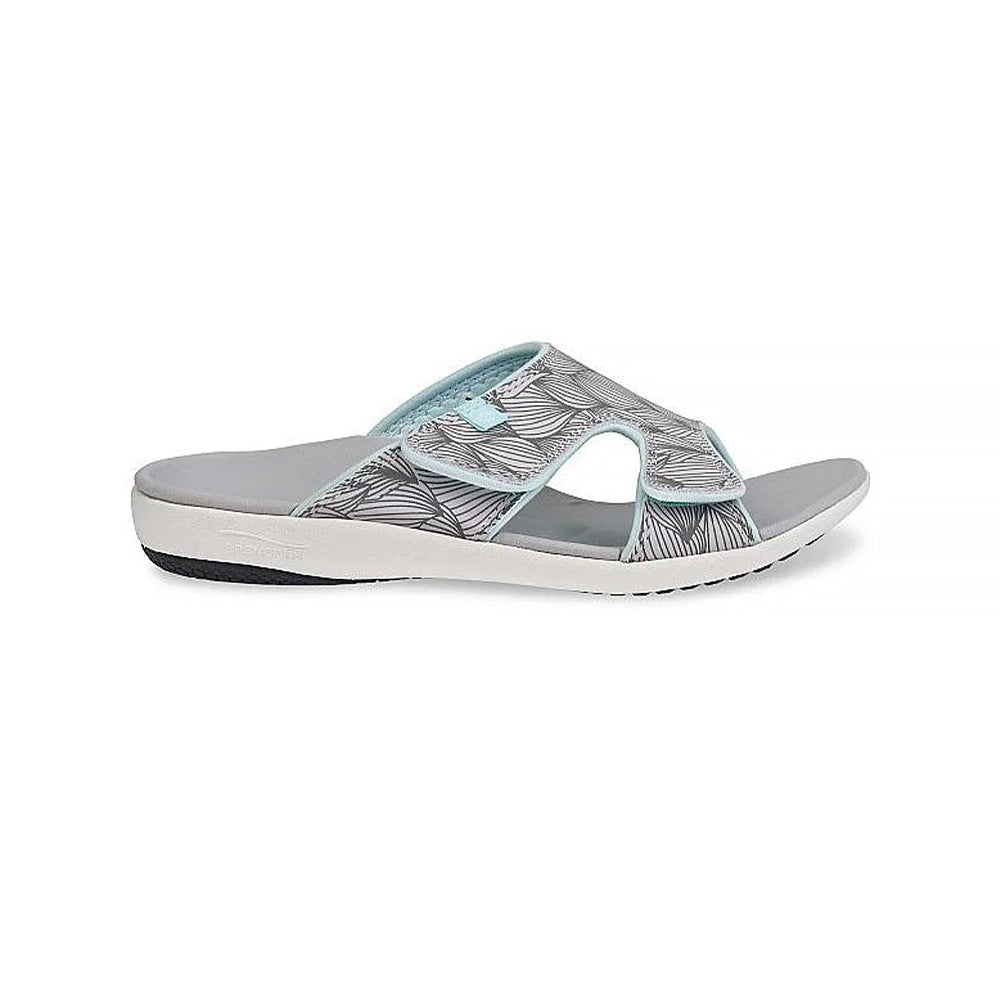 Spenco Kholo Wave Women Slide with Orthotic Arch Support and Adjustable Velcro Strap (Grey)