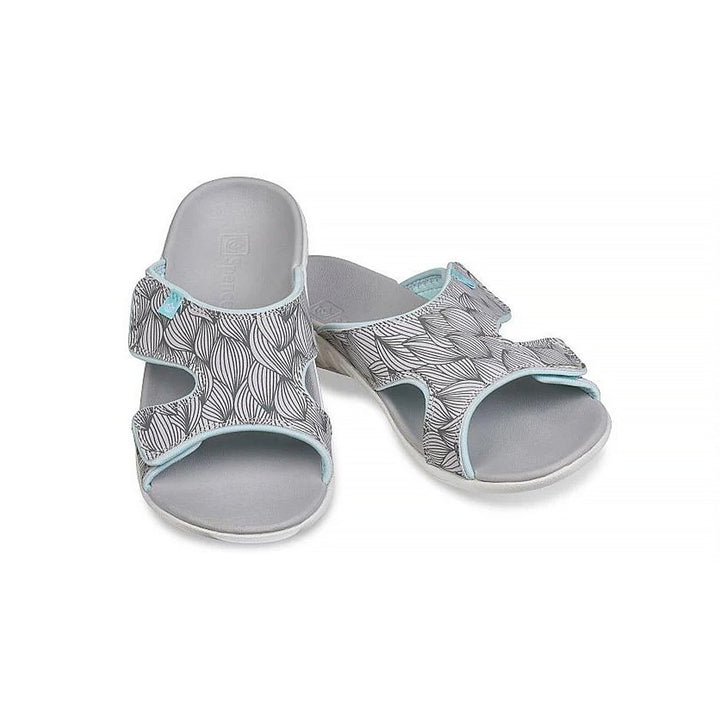 Spenco Kholo Wave Women Slide with Orthotic Arch Support and Adjustable Velcro Strap (Grey)