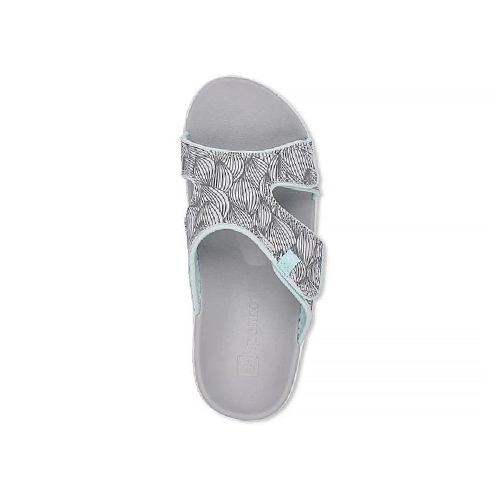 Spenco Kholo Wave Women Slide with Orthotic Arch Support and Adjustable Velcro Strap (Grey)