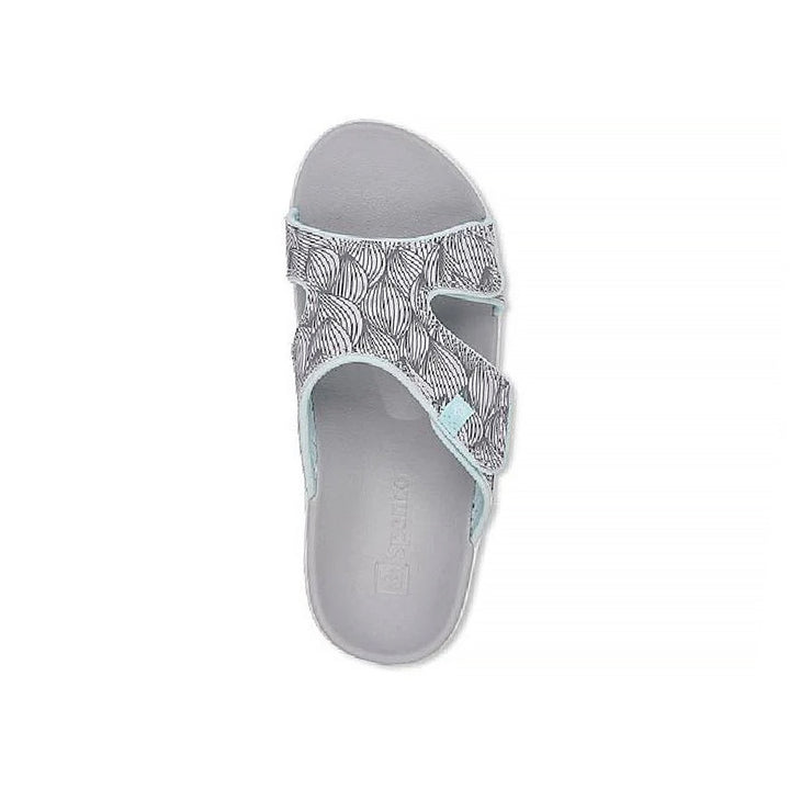 Spenco Kholo Wave Women Slide with Orthotic Arch Support and Adjustable Velcro Strap (Grey)