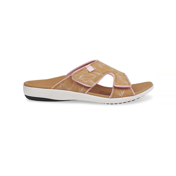 Spenco Kholo Wave Women Slide with Orthotic Arch Support and Adjustable Velcro Strap (Grey)