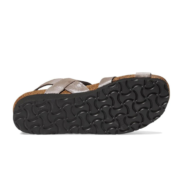 Naot Kayla Women's Leather Sandals with Ergonomic Arch Support, Heel Backstrap & Cushioned Footbed (Silver & Black)