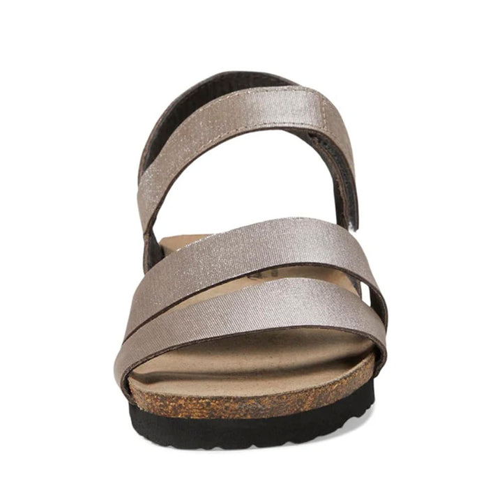 Naot Kayla Women's Leather Sandals with Ergonomic Arch Support, Heel Backstrap & Cushioned Footbed (Silver & Black)