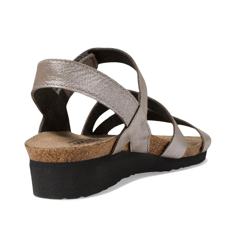 Naot Kayla Women's Leather Sandals with Ergonomic Arch Support, Heel Backstrap & Cushioned Footbed (Silver & Black)