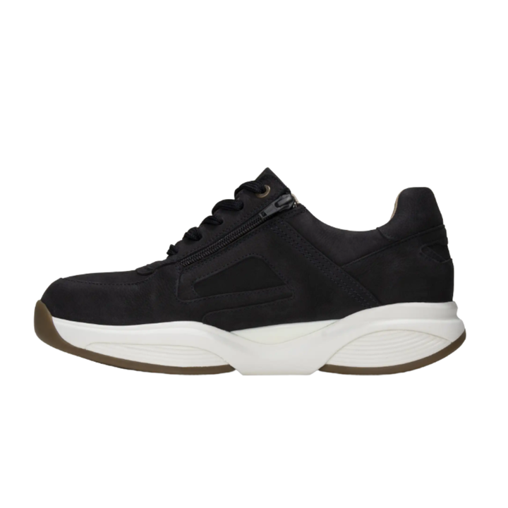 Xsensible SWX23 Stretchwalker Taupe Nubuck Sneaker with Side Zipper, Removable Footbed, Wide H-Fit, and Balance Cushion Sole