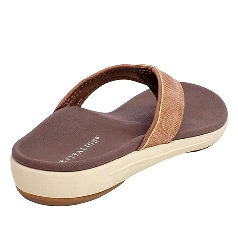 Revitalign Yumi Metallic Women’s Flip-Flops with Orthotic Arch Support, Quick-Dry Textile Linings & Full Contact Comfort Footbed (Bronze)