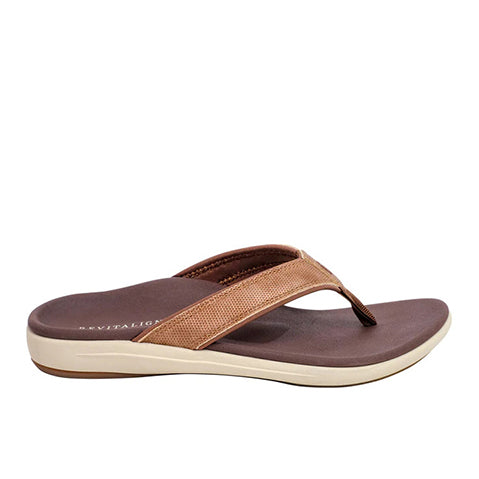 Revitalign Yumi Metallic Women’s Flip-Flops with Orthotic Arch Support, Quick-Dry Textile Linings & Full Contact Comfort Footbed (Bronze)