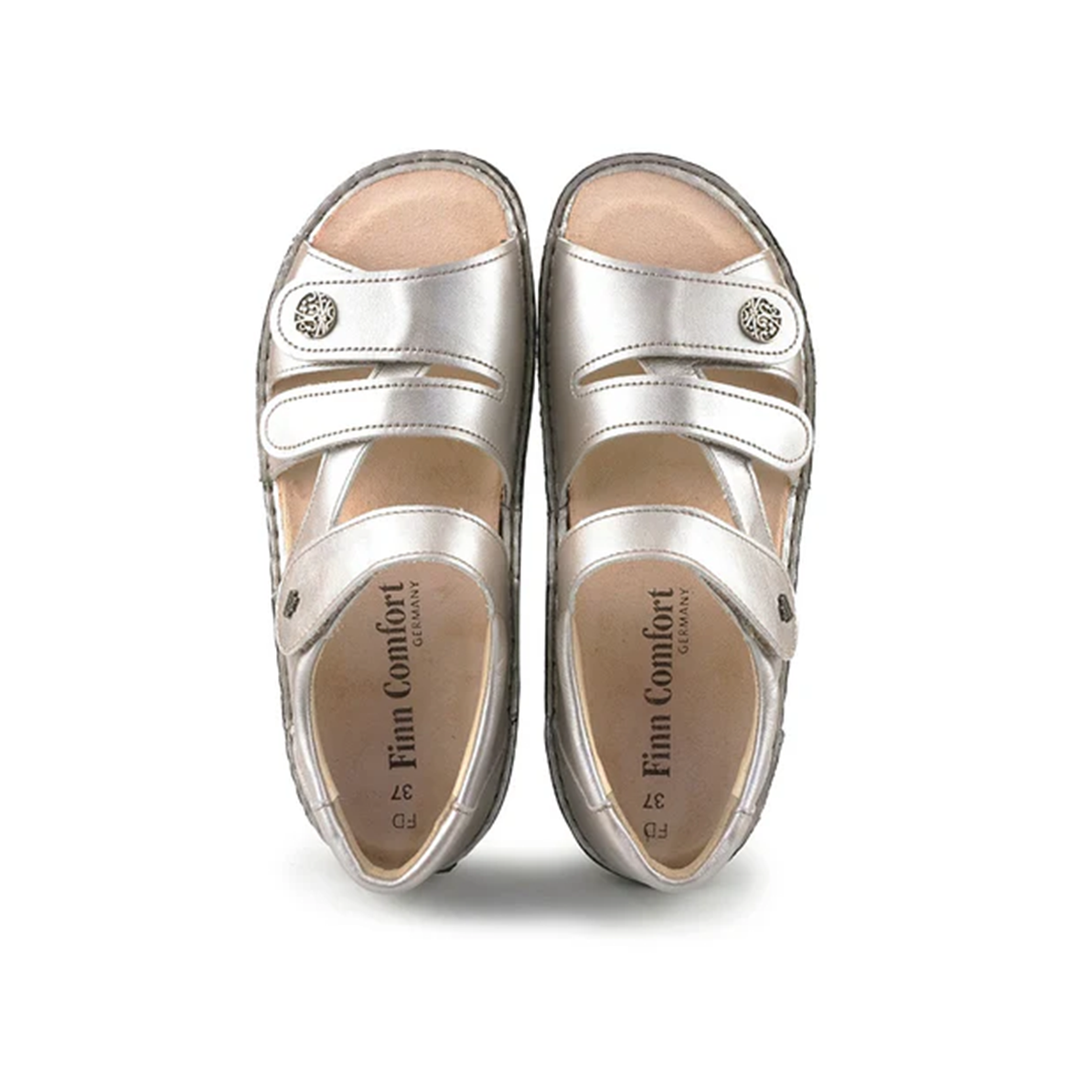 Finn Comfort Sintra Leather Sandals with Three-Way Adjustable Velcro Straps, Heel Counter for Support, Removable Arch Support Insoles, and Shock Absorbing Footbed. Suitable for Bunion, Heel and Arch Pain (Black)