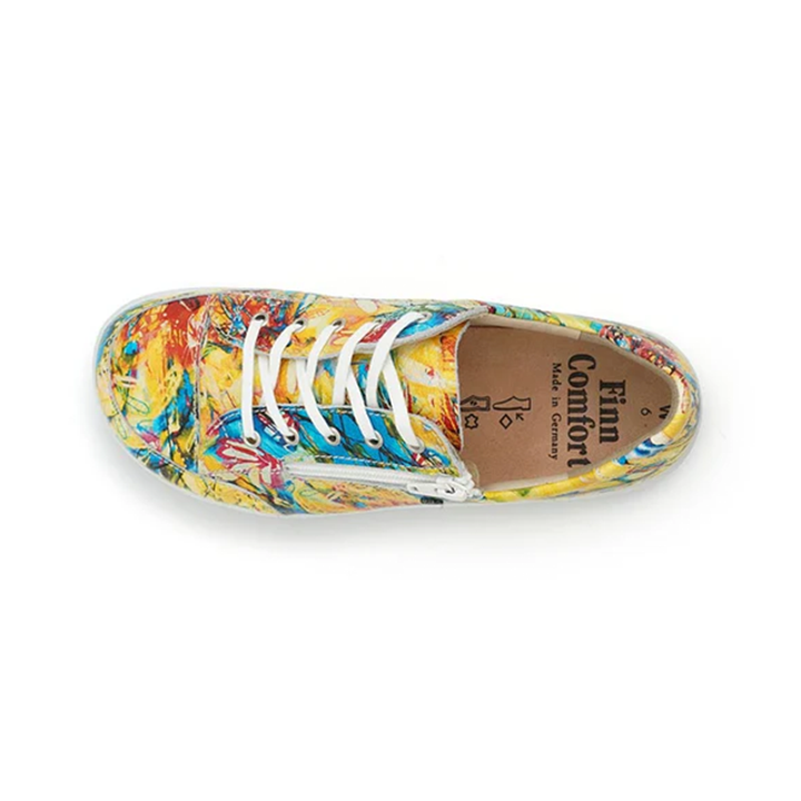 Finn Comfort Hachiouji Leather Lace/Zip Sneakers. Removable Arch Support Insoles, and Shock Absorbing Footbed. Suitable for Bunion, Heel and Arch Pain (Yellow)