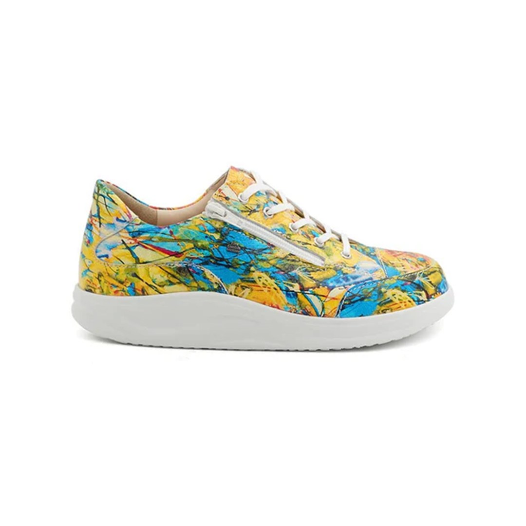 Finn Comfort Hachiouji Leather Lace/Zip Sneakers. Removable Arch Support Insoles, and Shock Absorbing Footbed. Suitable for Bunion, Heel and Arch Pain (Yellow)