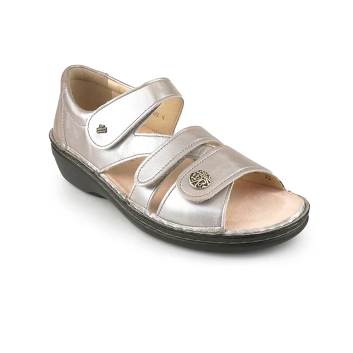 Finn Comfort Sintra Leather Sandals with Three-Way Adjustable Velcro Straps, Heel Counter for Support, Removable Arch Support Insoles, and Shock Absorbing Footbed. Suitable for Bunion, Heel and Arch Pain (Black)