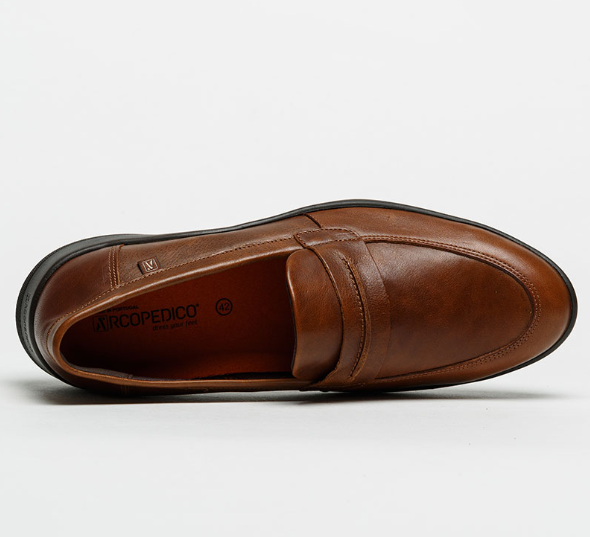Arcopedico Los Roques Men’s Leather Shoes With Twin Arch Support System, Hybrid-Air Insole & Antiviral Sole (Brown)