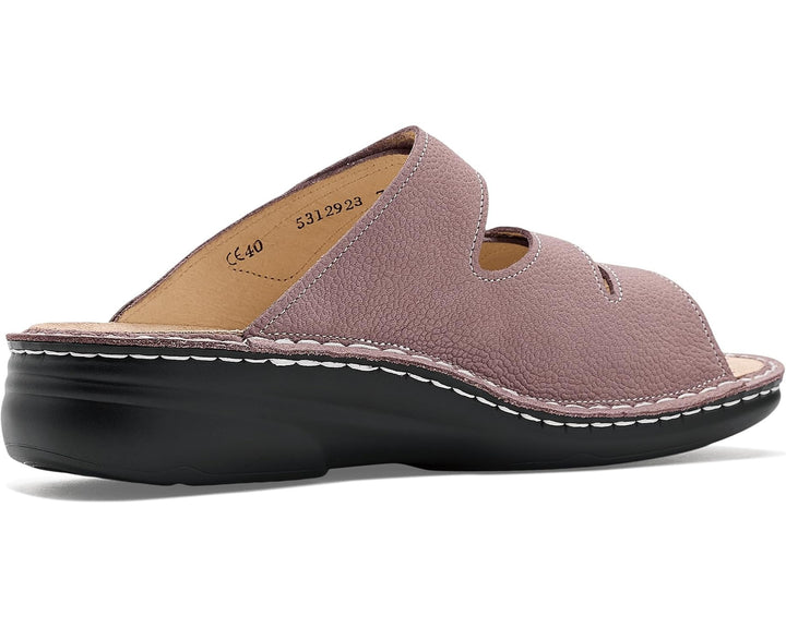 Finn Comfort Grenada Slip-on Leather Sandals with Three-Way Adjustable Velcro Straps, Removable Arch Support Insoles, and  Soft Shock Absorbing Footbed. Suitable for Bunion, Heel and Arch Pain (Rose)