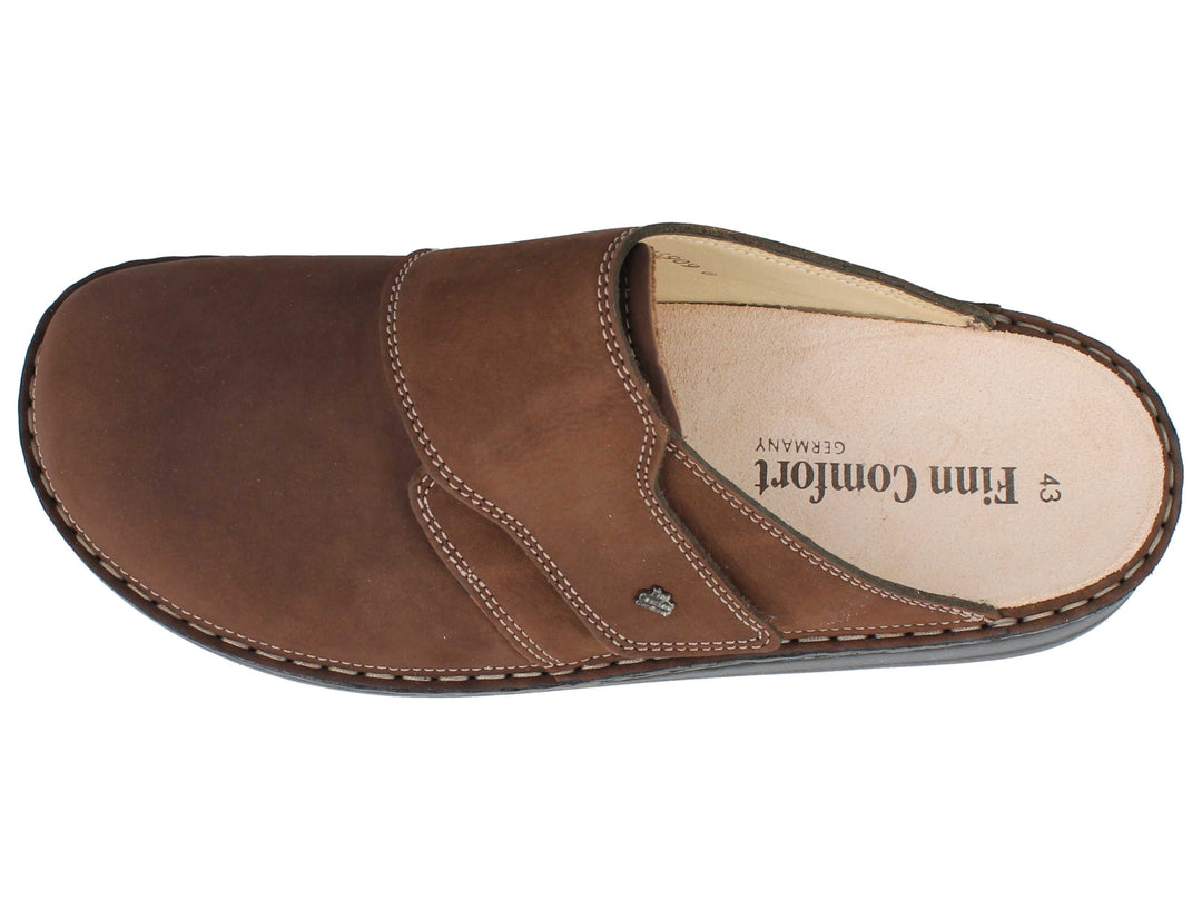 Finn Comfort Amalfi Ladies Leather Clogs with Removable Arch Support Insoles, and Shock Absorbing Footbed. Suitable for Heel and Arch Pain (Brown)