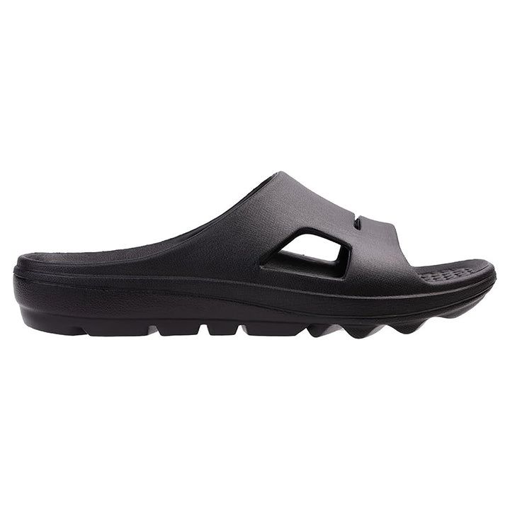 Revitalign Fusion Strive Men’s Slipper with Orthotic Arch Support, Full Contact Comfort Footbed, Deep Heel Cup & Washable Recovery Design (Black)