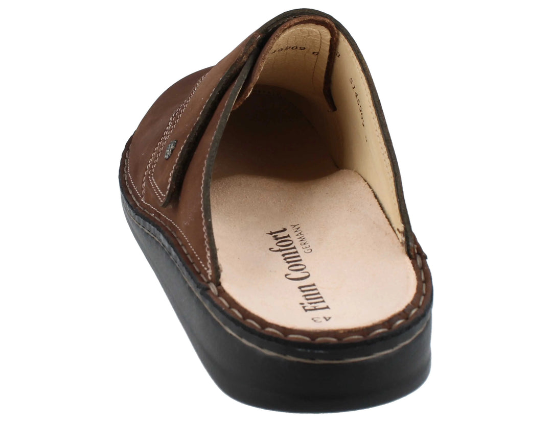 Finn Comfort Amalfi Ladies Leather Clogs with Removable Arch Support Insoles, and Shock Absorbing Footbed. Suitable for Heel and Arch Pain (Brown)