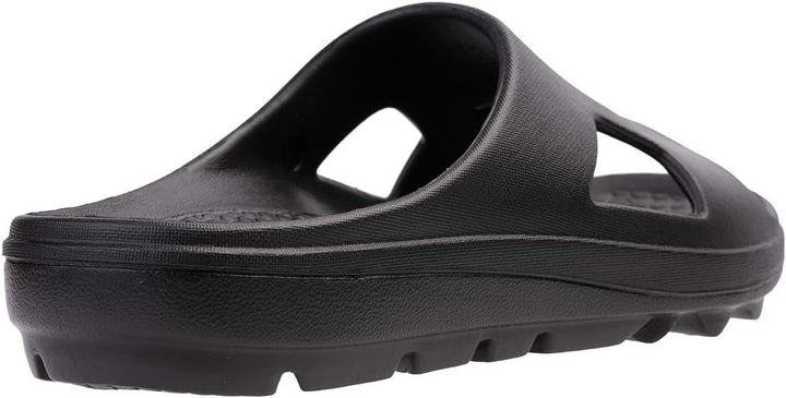 Revitalign Fusion Strive Men’s Slipper with Orthotic Arch Support, Full Contact Comfort Footbed, Deep Heel Cup & Washable Recovery Design (Black)
