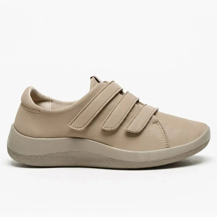 Arcopedico Manyara Women’s Ergonomic Velcro Sneakers, Triple Adjustable Straps, Anti-Viral PU Sole & Removable Recycled Insoles, Machine Washable & Eco-Friendly Lytech Upper (Taupe)