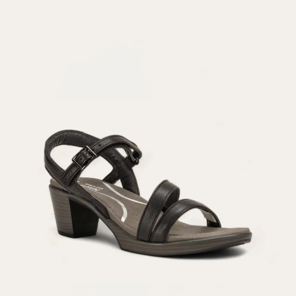 Naot Bounty Women’s Leather Sandal with Faux Buckle Velcro Closure and Shock-Absorbing Footbed (White)