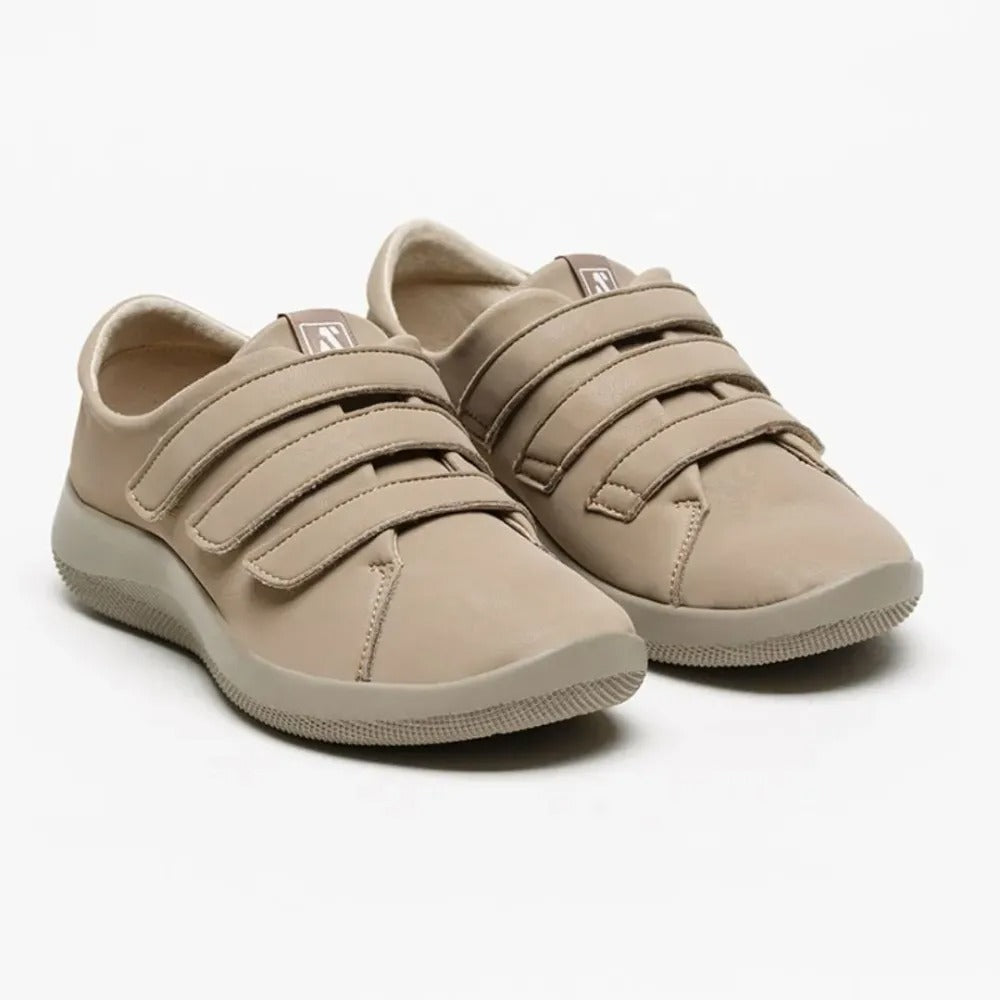 Arcopedico Manyara Women’s Ergonomic Velcro Sneakers, Triple Adjustable Straps, Anti-Viral PU Sole & Removable Recycled Insoles, Machine Washable & Eco-Friendly Lytech Upper (Taupe)
