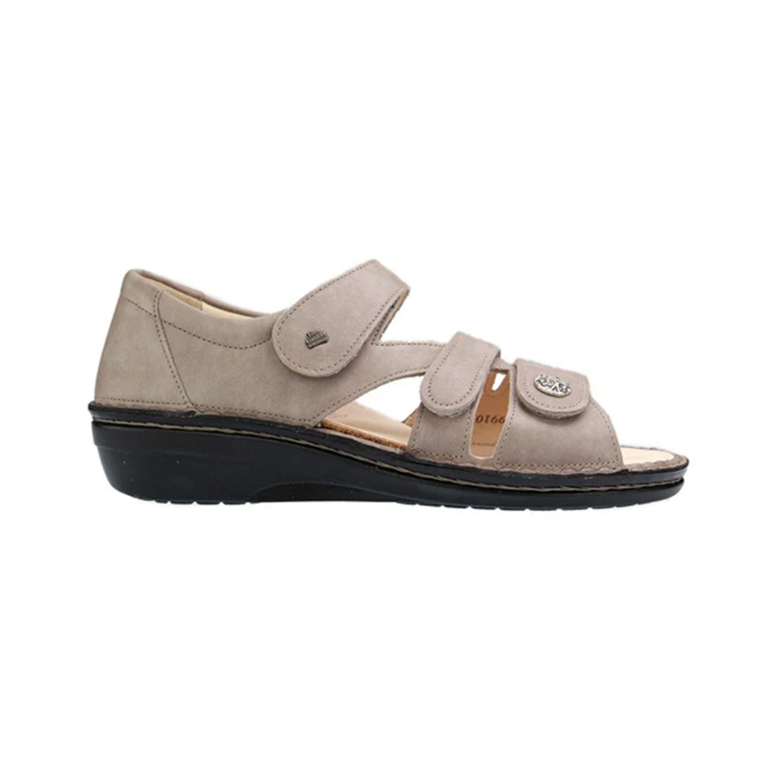 Finn Comfort Sintra Leather Sandals with Three-Way Adjustable Velcro Straps, Heel Counter for Support, Removable Arch Support Insoles, and Shock Absorbing Footbed. Suitable for Bunion, Heel and Arch Pain (Black)