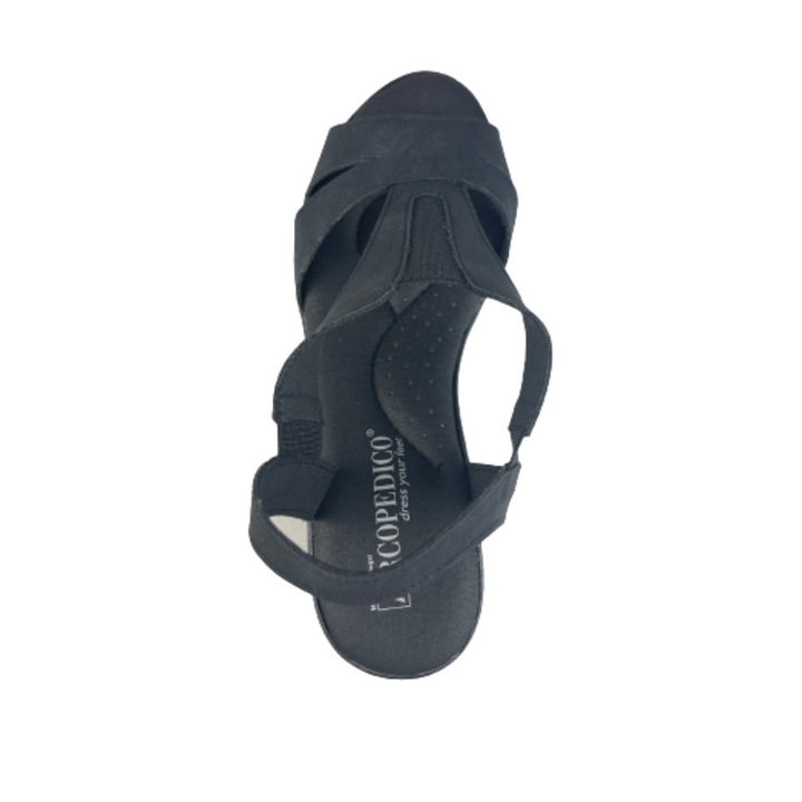 Arcopedico Lytech Hellen Vegan Wedge Sandals With 1-Way Adjustable Strap, Feminine Mesh & Lytech Upper, And Pu Sole With Twin Arch Support. Lightweight 2 Inches Heel, Eco-Friendly & Comfortable Summer Design (Grey And Black)