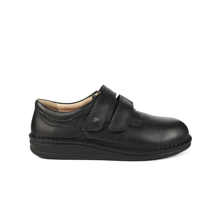 Finn Comfort 96103 Ladies Leather Shoes with Easy Velcro Closure, Extra-Soft Seamless Leather Upper, Wide Fit Comfort, Removable Footbed, and Shock-Absorbing PU Sole. Suitable for Sensitive & Diabetic Feet (Black)