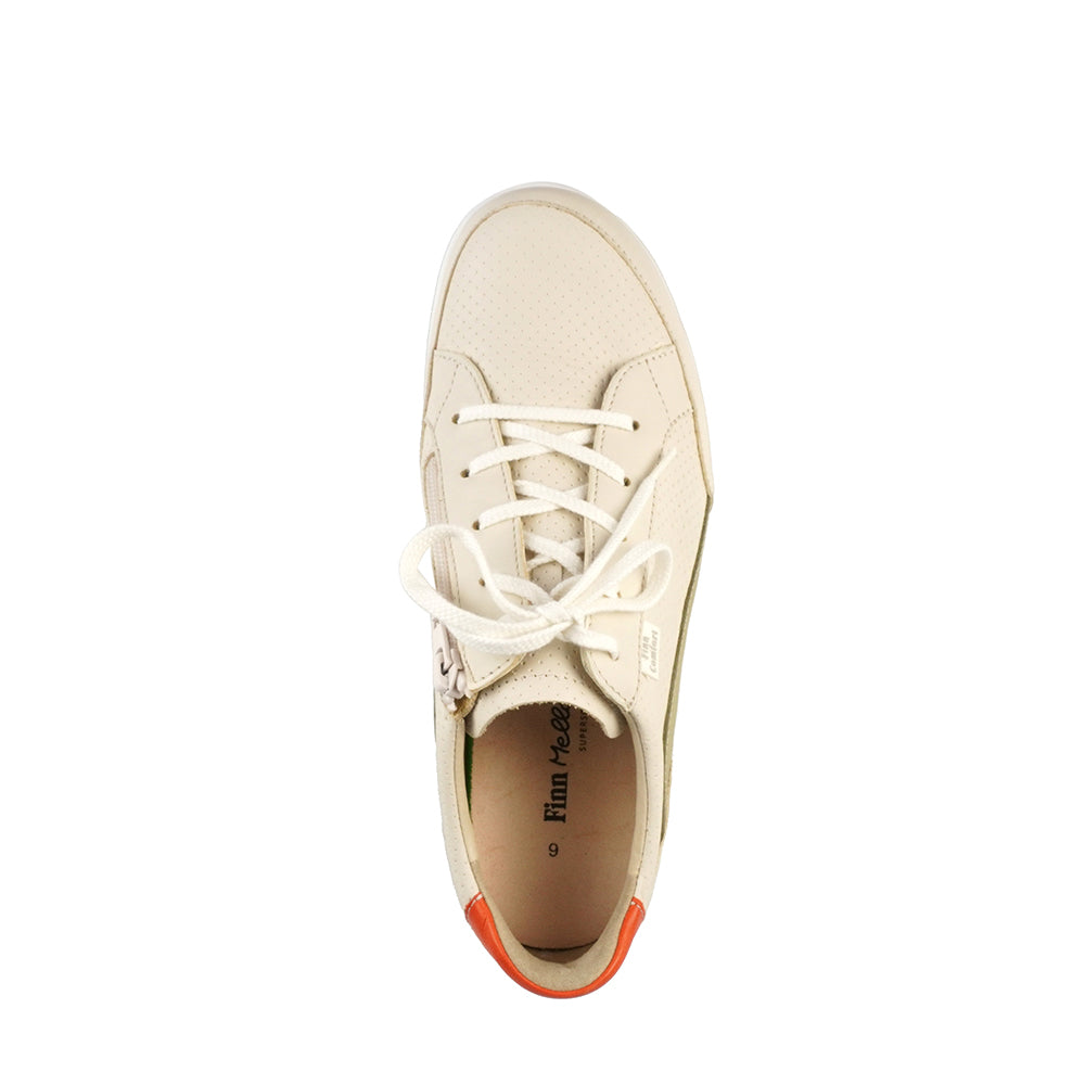 Finn Comfort Prato Leather Lace/Zip Sneakers. Removable Arch Support Insoles, and Soft Shock Absorbing Footbed. Suitable for Bunion, Heel and Arch Pain (Beige)