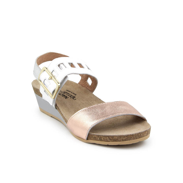 Naot Dynasty Women’s Wedge Leather Sandals with Ergonomic Arch Support , Adjustable Straps & Cushioned Footbed (Rose Gold)