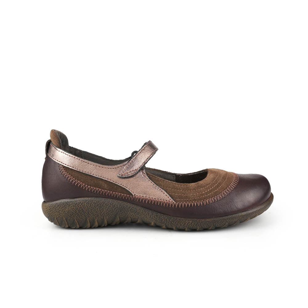 Naot Kirei Women’s Leather Mary Jane Shoe with Ergonomic Arch Support, Removable Insole and Cushioned Footbed (Brown)