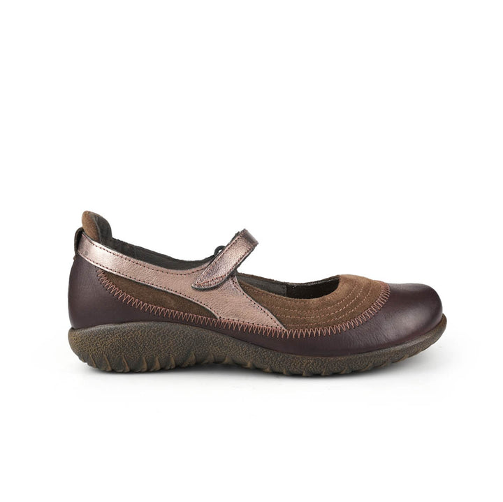 Naot Kirei Women’s Leather Mary Jane Shoe with Ergonomic Arch Support, Removable Insole and Cushioned Footbed (Brown)