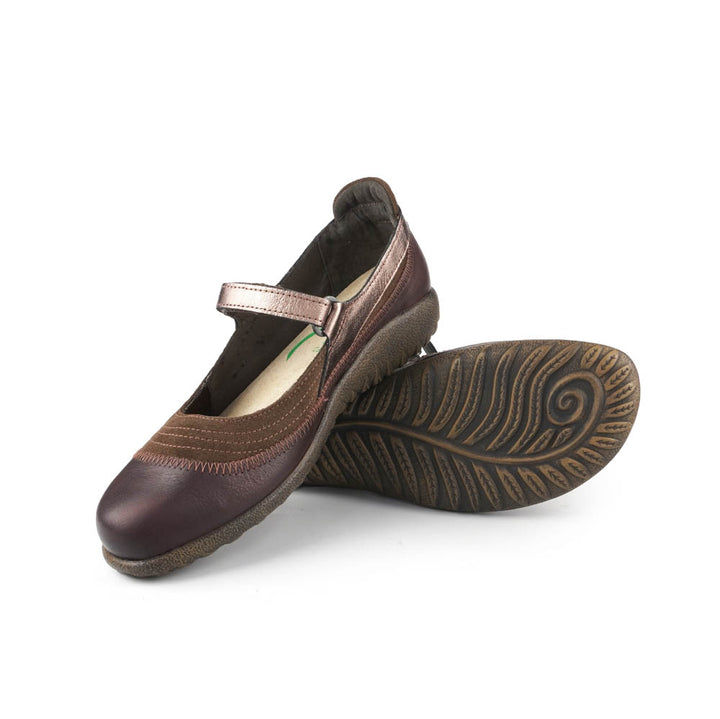 Naot Kirei Women’s Leather Mary Jane Shoe with Ergonomic Arch Support, Removable Insole and Cushioned Footbed (Brown)