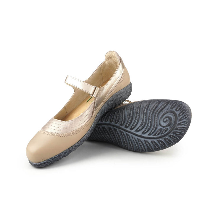 Naot Kirei Women’s Leather Mary Jane Shoe with Ergonomic Arch Support, Removable Insole and Cushioned Footbed (Brown)