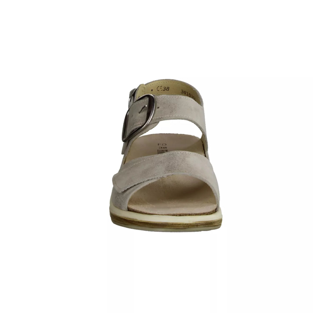 Finn Comfort Surinam Leather Sandals with Two-Way Adjustable Velcro Straps, Heel Strap for Support, Removable Arch Support Insoles, and Shock Absorbing Footbed. Suitable for Bunion, Heel and Arch Pain (Taupe)