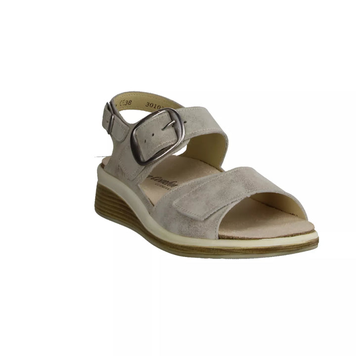 Finn Comfort Surinam Leather Sandals with Two-Way Adjustable Velcro Straps, Heel Strap for Support, Removable Arch Support Insoles, and Shock Absorbing Footbed. Suitable for Bunion, Heel and Arch Pain (Taupe)